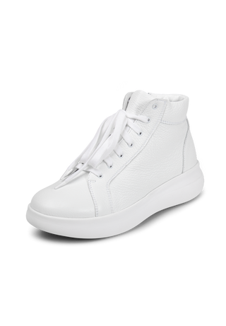 sportlicher Hightop Sneaker Hirschleder weiß