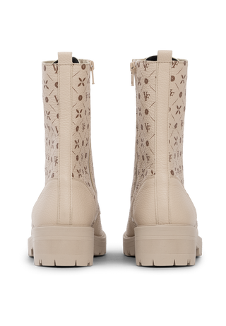 auffällige Stiefelette Hirschleder beige