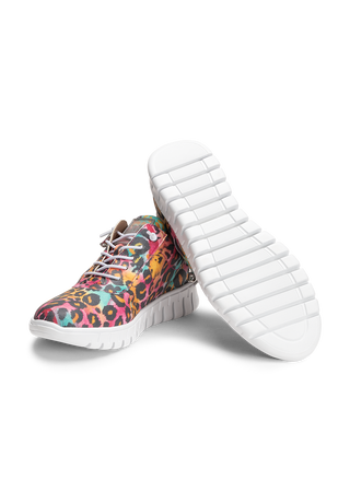 veganer Sneaker Textil bunt-leo-gemustert