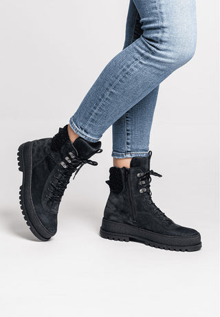 markante Stiefelette Veloursleder marine