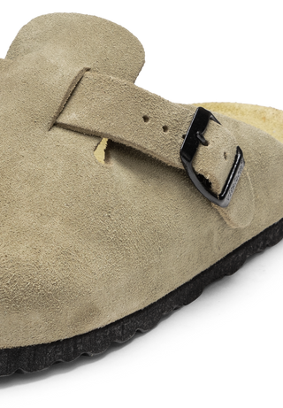 traditioneller Clog Veloursleder taupe