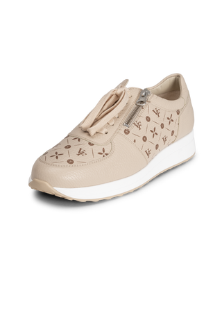 bedruckter Sneaker Hirschleder beige