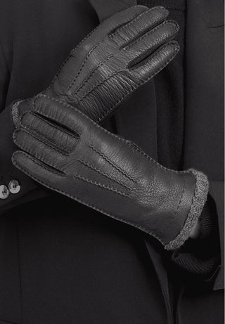 edle Handschuhe Hirschleder schwarz