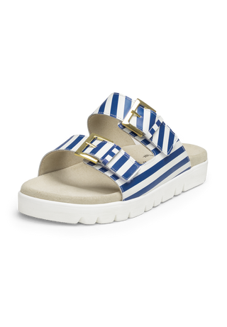 gestreifte Pantolette Nappaleder blau-gestreift