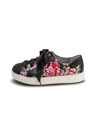 blumiger Sneaker Hirschleder schwarz/floral