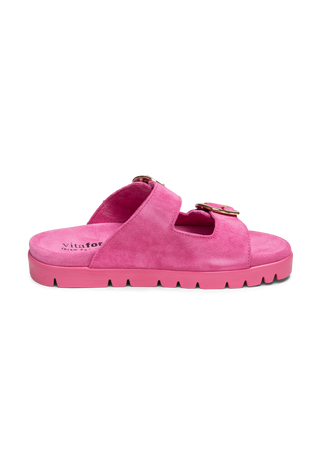 sommerliche Pantolette Veloursleder pink