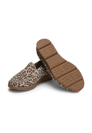 auffallender Mokassin Veloursleder leopard