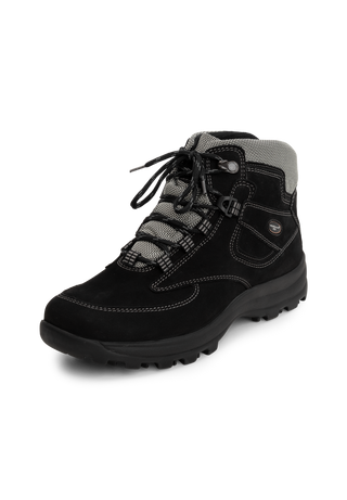 extrabreite Trekkingstiefelette Nubukleder schwarz