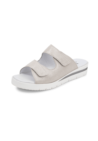 eindrucksvolle Pantolette Veloursleder offwhite