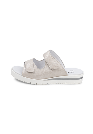 eindrucksvolle Pantolette Veloursleder offwhite