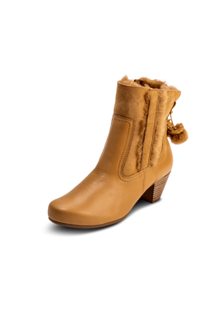 hübsche-wärmende Stiefelette Lammfell camel