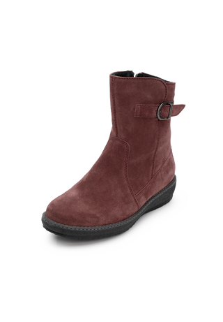 kuschlige Stiefelette Veloursleder winterrosa