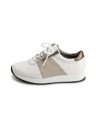 trendiger Sneaker Hirschleder weiß/beige