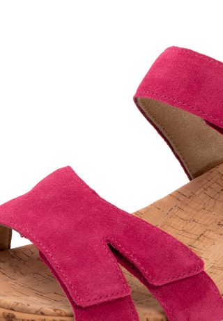 farbenfrohe Sandale Veloursleder fuchsia