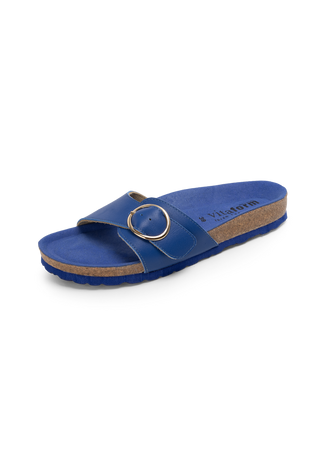 bunte Pantolette Softnappaleder blau