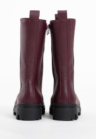 legerer Stiefel Hirschleder aubergine