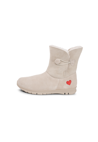 warmer Lammfellstiefel Veloursleder offwhite