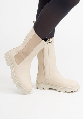 legerer Stiefel Hirschleder beige