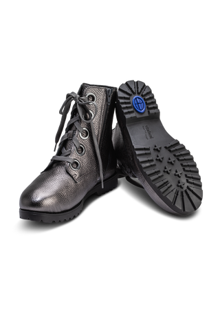 extrabreite Stiefelette Hirschleder anthrazit/metallic