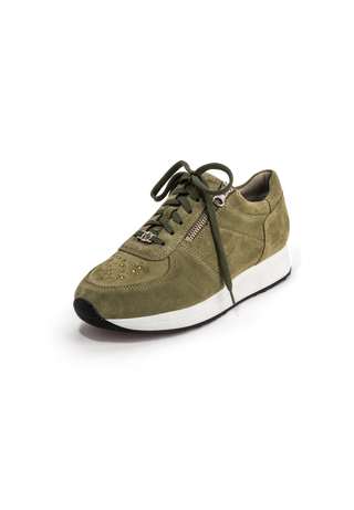 funkelnder Sneaker Veloursleder kiwi