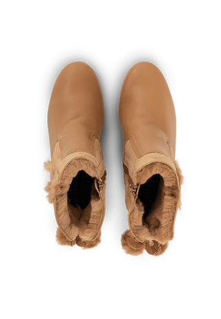 hübsche-wärmende Stiefelette Lammfell camel