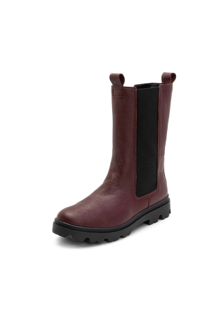 legerer Stiefel Hirschleder aubergine