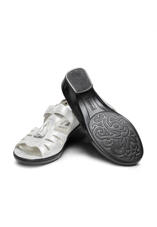 hinreißende Sandalette Veloursleder silber