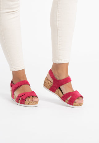 farbenfrohe Sandale Veloursleder fuchsia