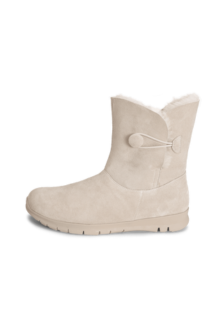 flauschig-wärmender Lammfellstiefel Veloursleder offwhite