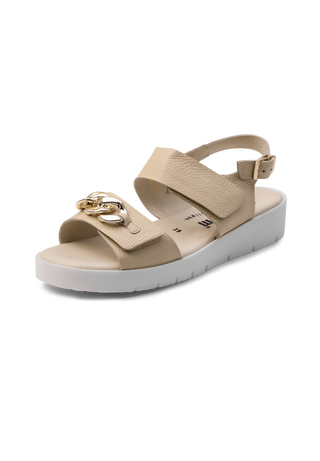 auffallende Sandale Hirschleder creme