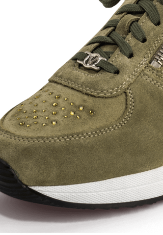 funkelnder Sneaker Veloursleder kiwi