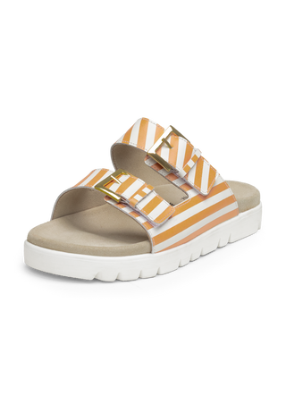 gestreifte Pantolette Nappaleder terracotta-gestreift