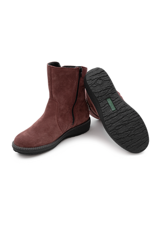 kuschlige Stiefelette Veloursleder winterrosa