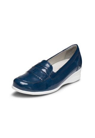 zeitloser Slipper Leder/Stretch blau