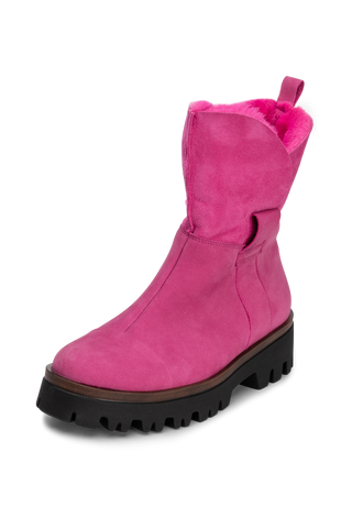 wundervolle Stiefelette Nubukleder fuchsia