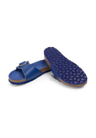 bunte Pantolette Softnappaleder blau