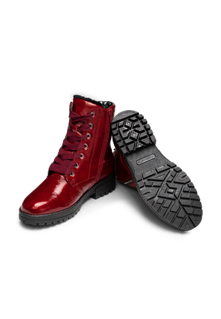 unübertreffliche Stiefelette Lackleder rot