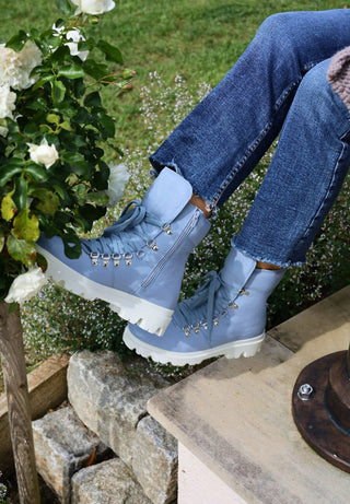 sportliche Stiefelette Hirschleder graublau