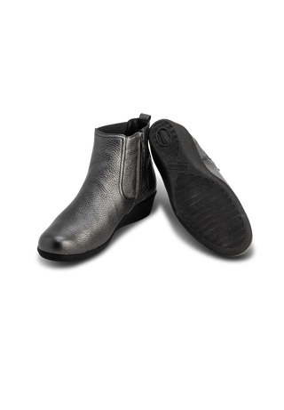 trendige Stiefelette Hirschledermetallic anthrazit/metallic