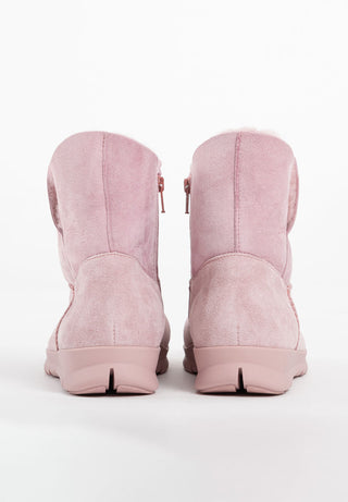 wärmende Stiefelette Veloursleder winterrosa