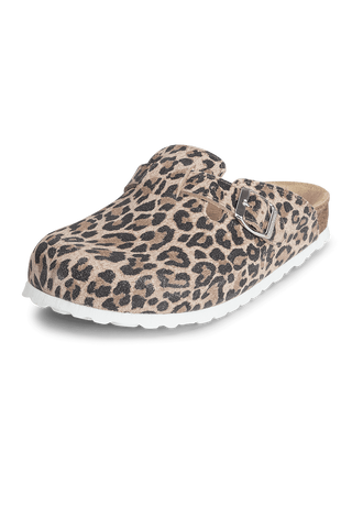 stylischer Clog Veloursleder leopard