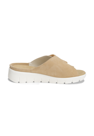charakterstarke Pantolette Veloursleder creme