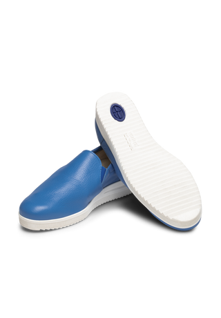 klassischer Slipper Hirschleder blau