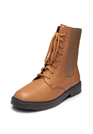 sehenswerte Stiefelette Hirschleder camel