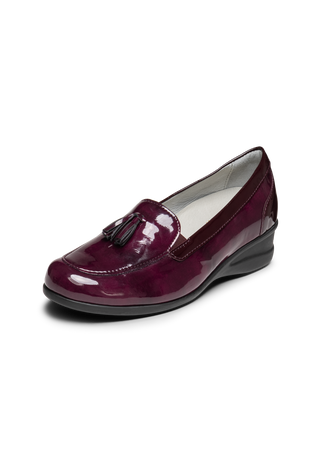 modischer Slipper Leder/Stretch aubergine