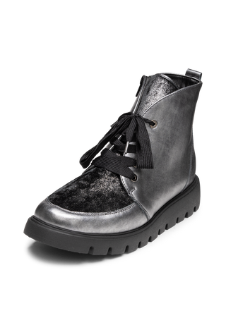 glänzende Stiefelette Leder/Stretch altsilber