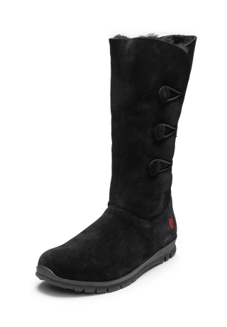 herzhafter Stiefel Veloursleder schwarz