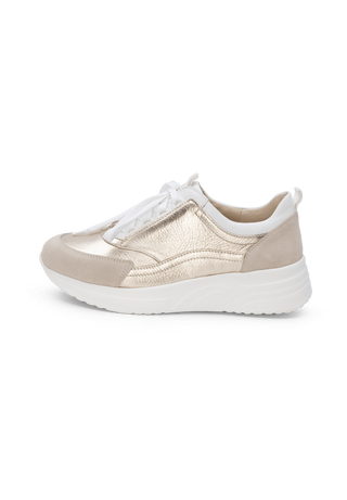stylischer Sneaker Hirschleder beige/gold