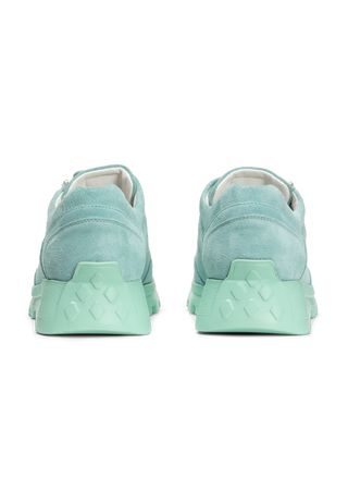 hervorstechender Sneaker Veloursleder aqua