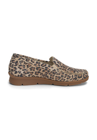 auffallender Mokassin Veloursleder leopard